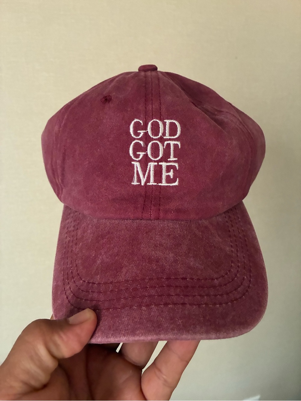 Maroon 'GOD GOT ME' Embroidered Baseball Cap